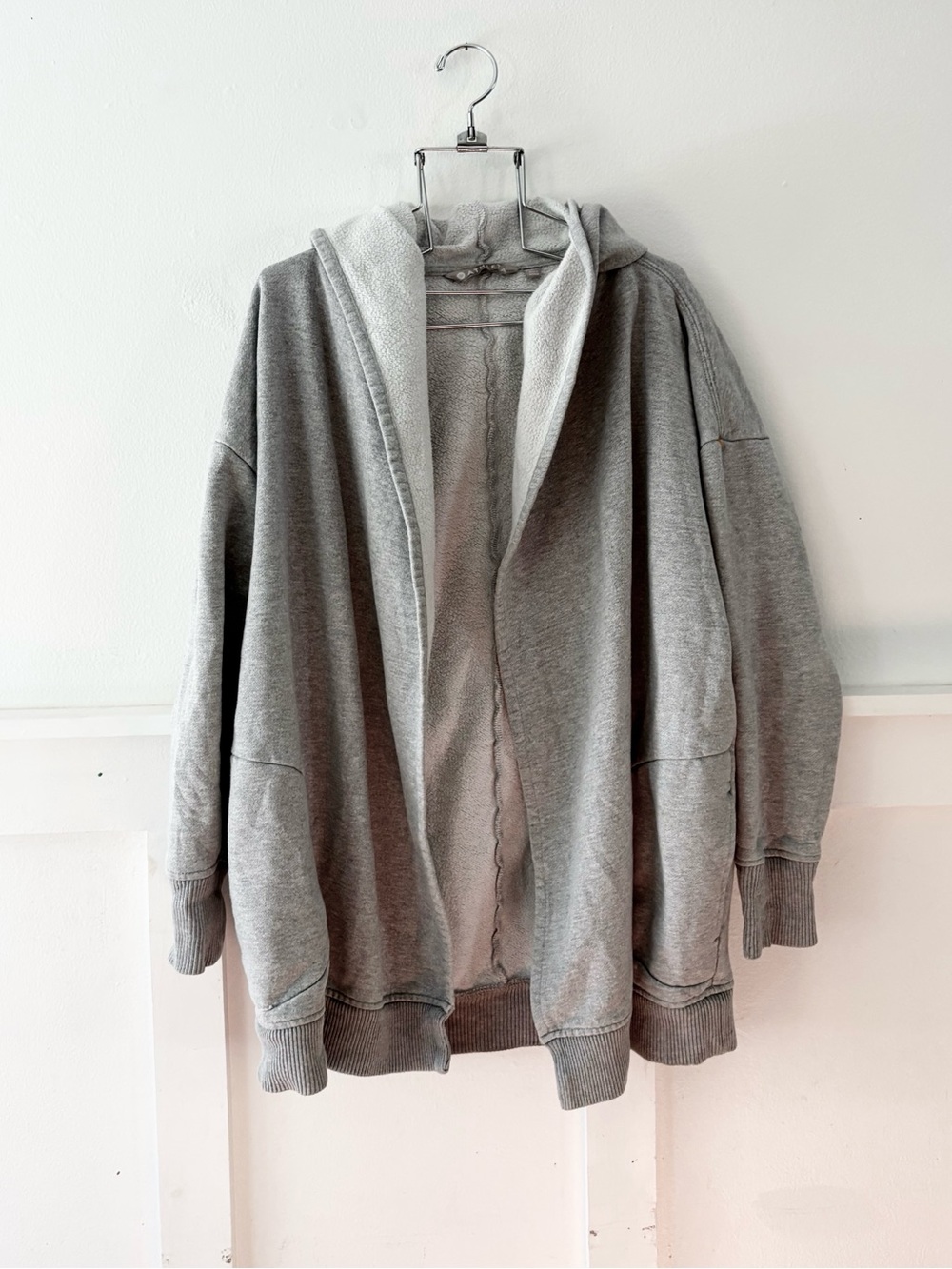 Athleta Hoodie Womens Small Gray Prajna Wrap Open Front Cardigan Sweatshirt Top
